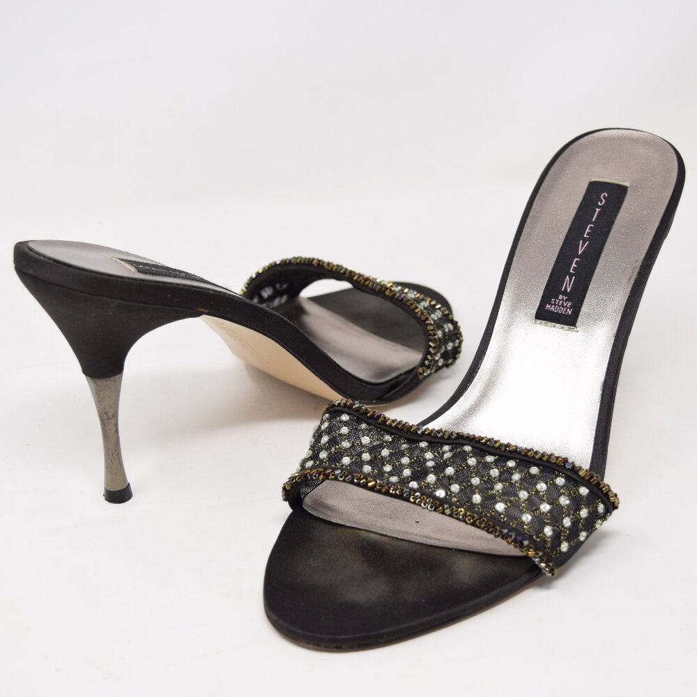 Steven Steve Madden Slip On Sandal Deb Rhinestone Stud Heels Women 9.5 Y2K Party